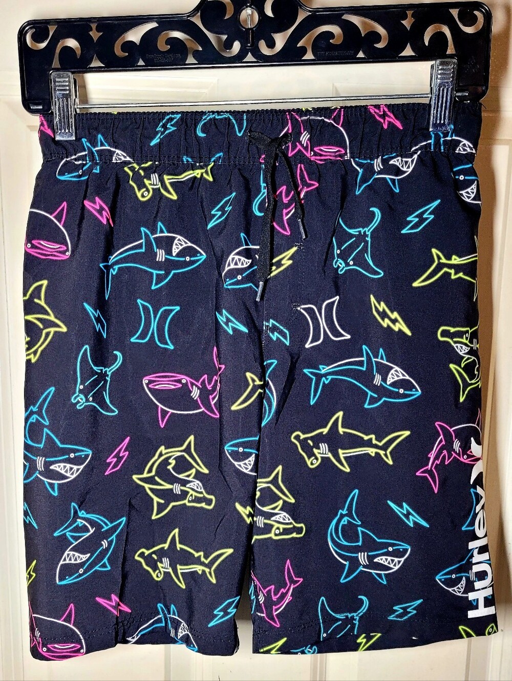 Hurley Shark Swim Shorts - Black/Neon